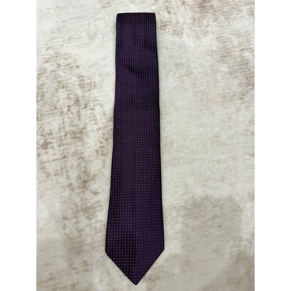 Saks Fifth Avenue Silk Tie Purple Micro Pinpoint Polka Dot Made In USA
